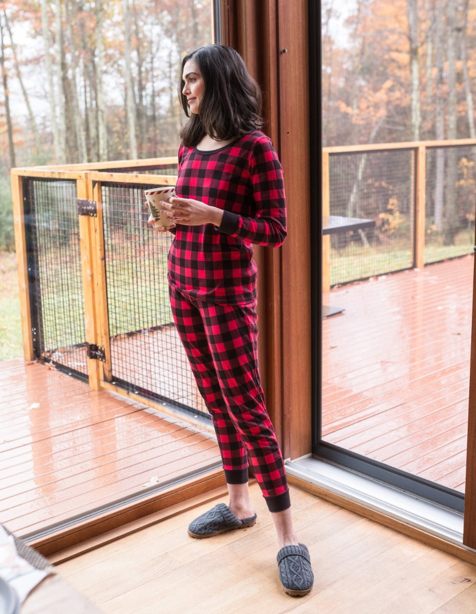 Leveret Women's Cotton Red & Black Plaid Pajama Set – Leveret Clothing