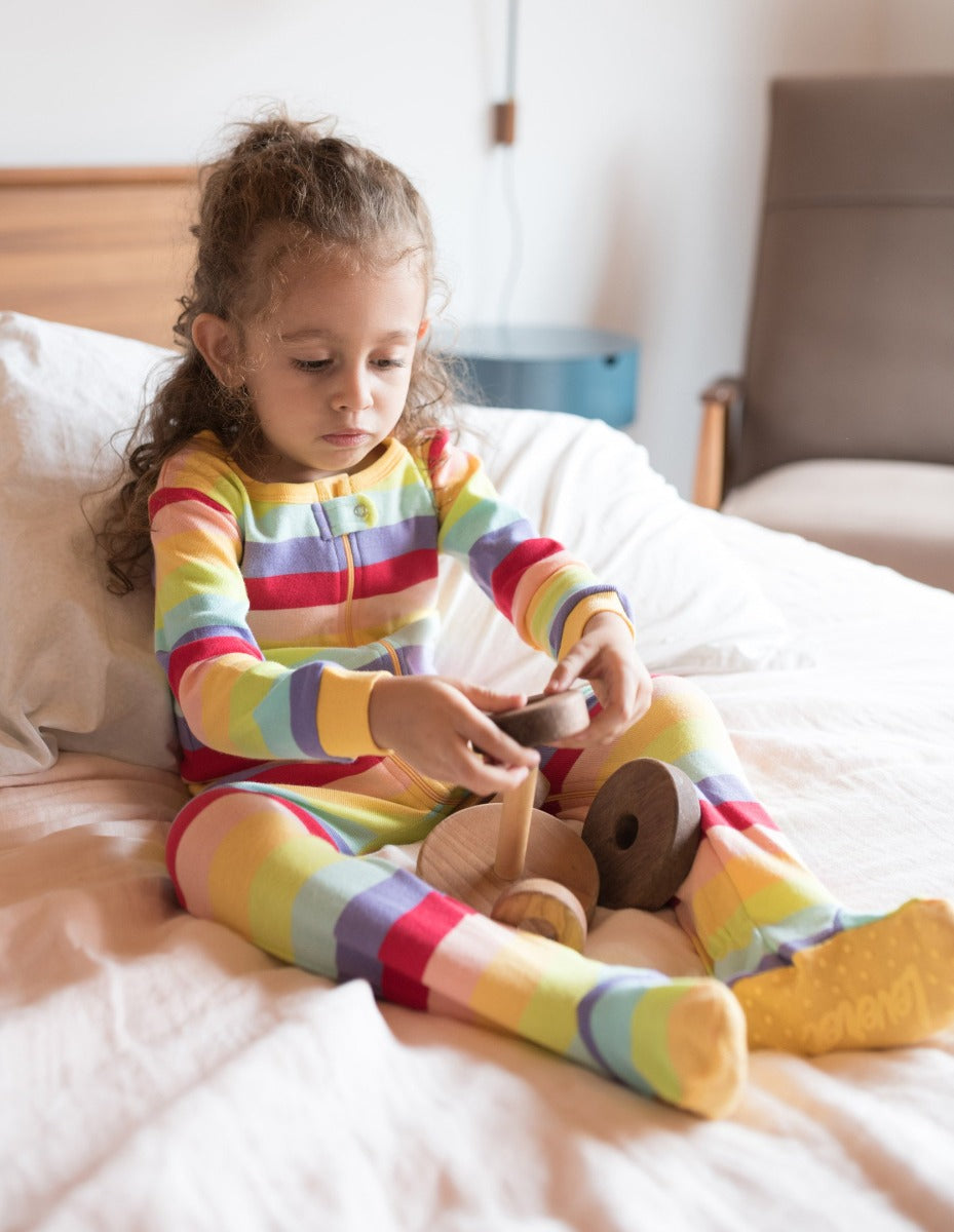 rainbow girl stripes baby footed pajamas