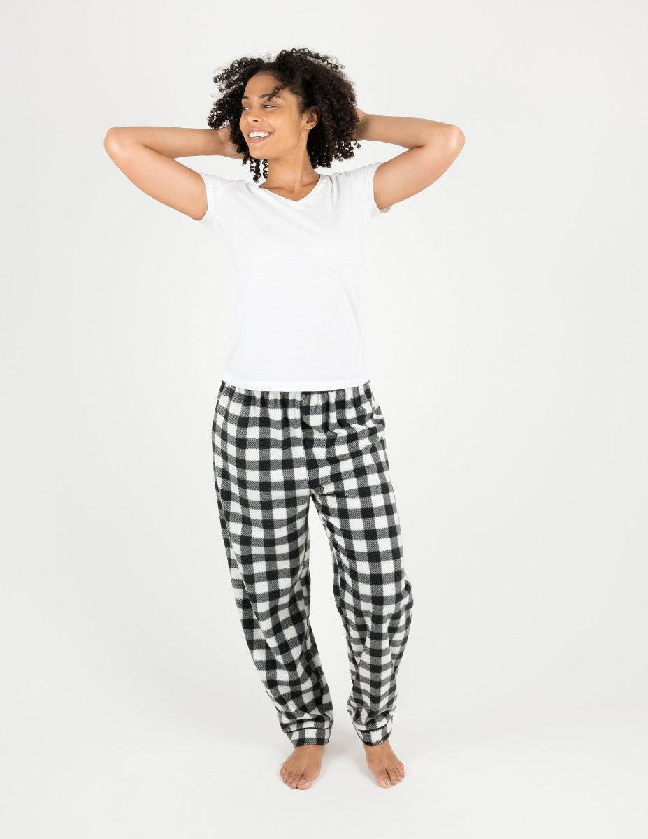 Leveret Women's Black White Plaid Fleece Pants – Leveret Clothing