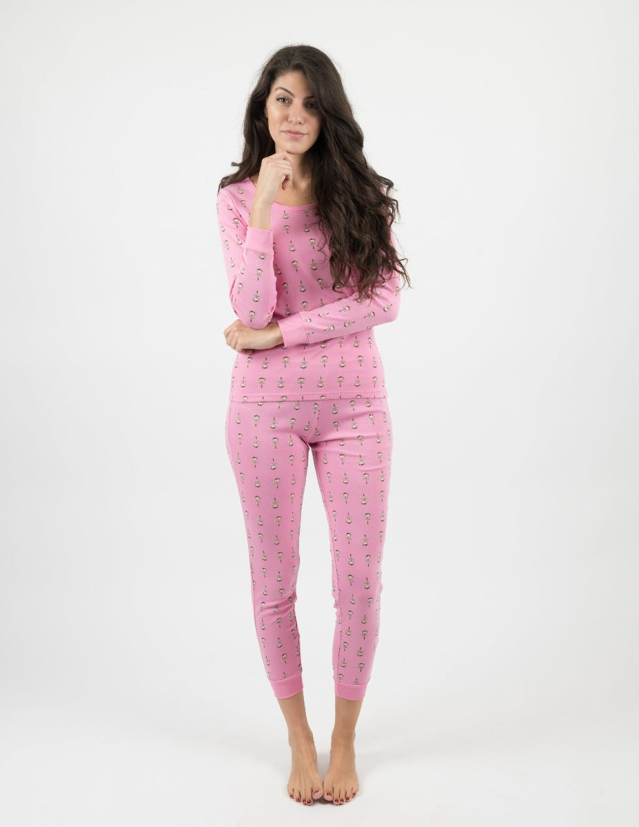 Sexy & Sweet 4-Piece Pajama Set - Pink and Black in Women's Jersey, Pajamas  for Women