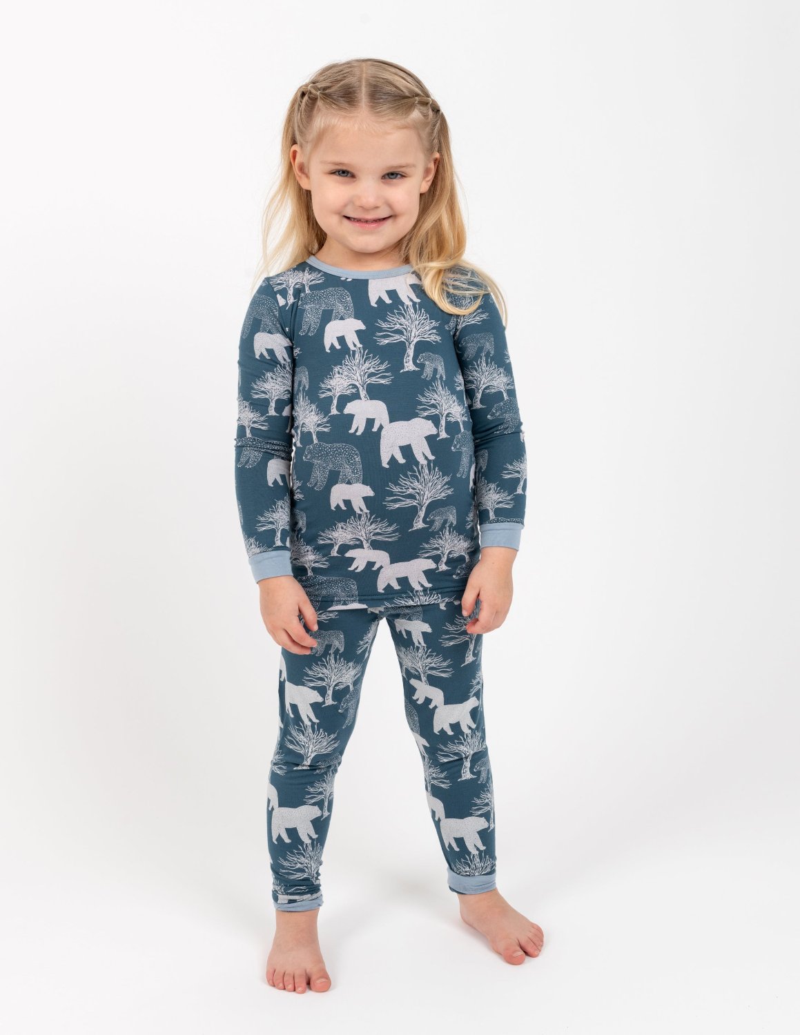 Leveret Kids Two Piece Bamboo Pajamas Polar Bear 14 Years, image size:1159x1500