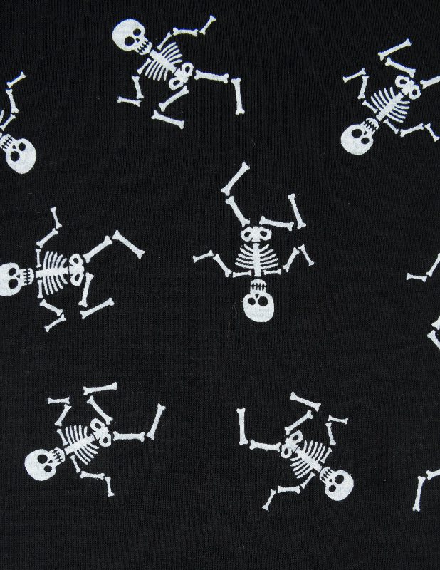 black and white skeleton print
