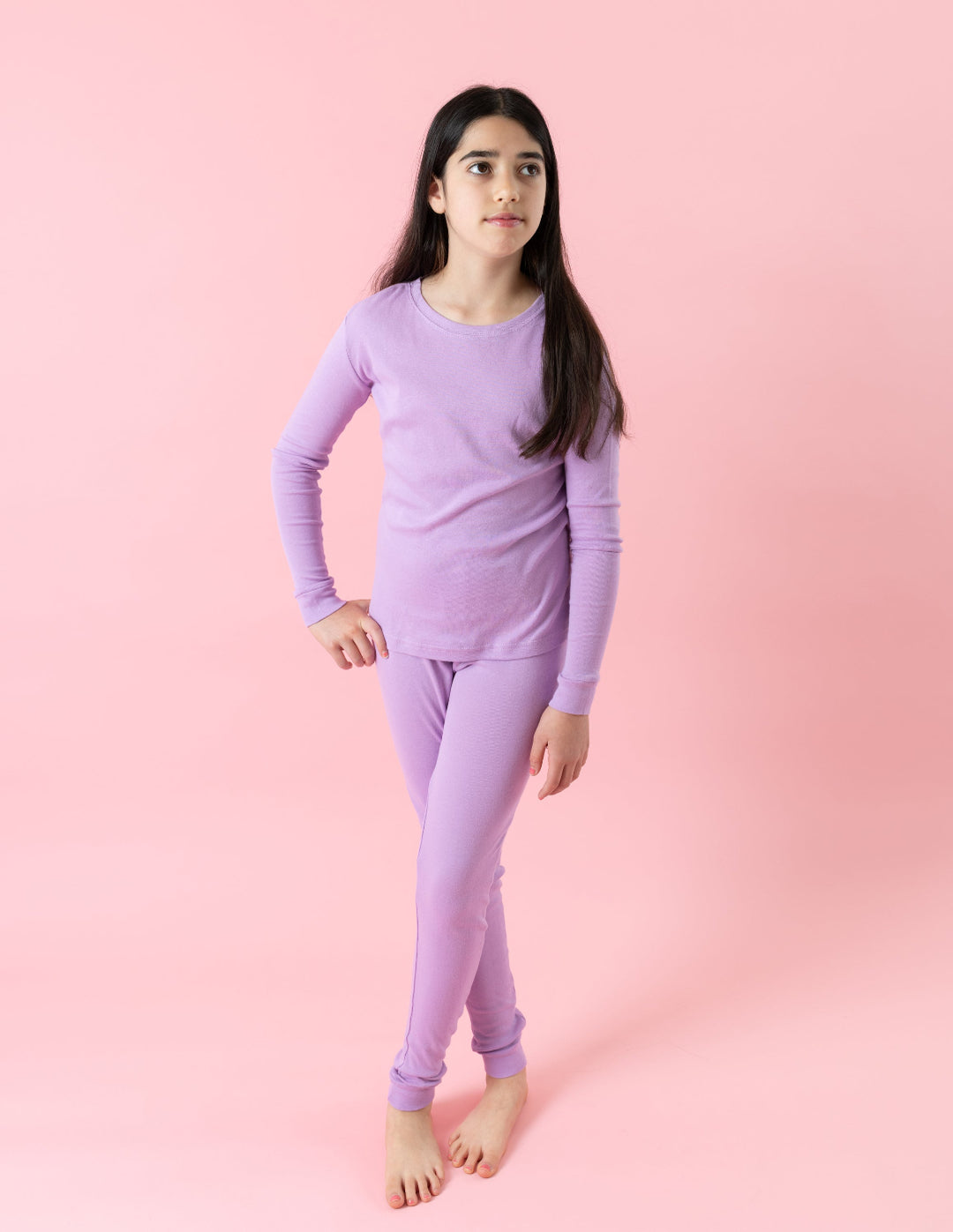 solid color purple kids cotton pajamas