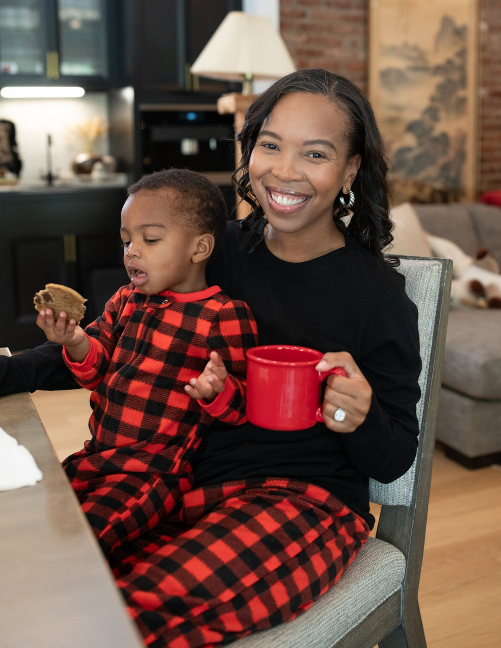 women's plaid fleece and cotton pajama set