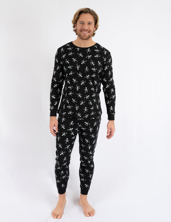 black skeletons mens pajamas