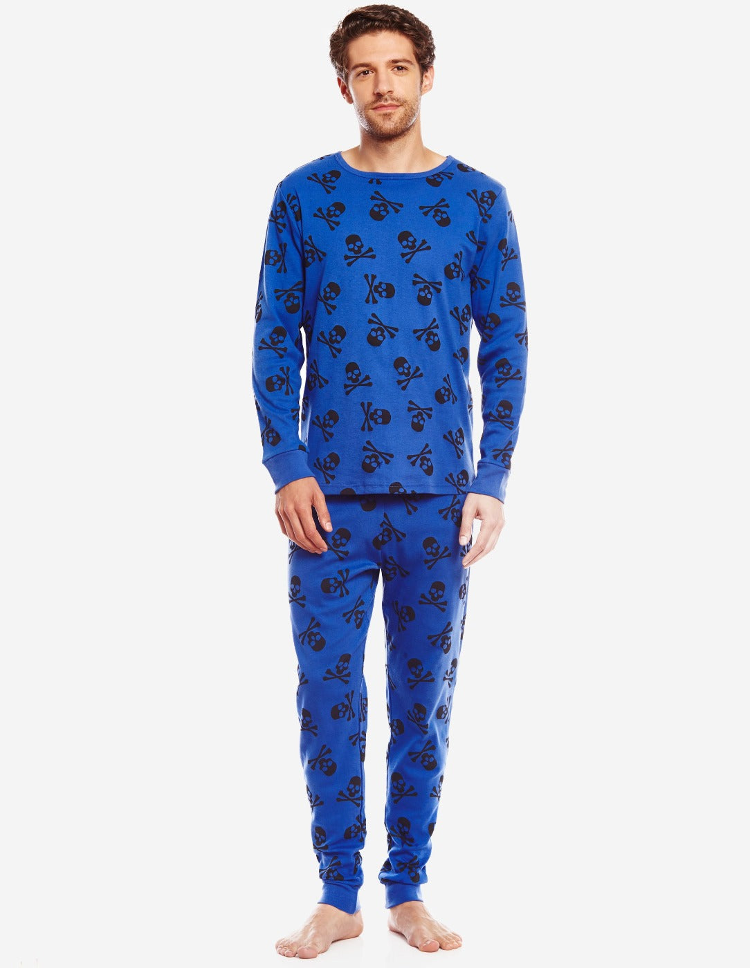 royal blue skull men's pajamas