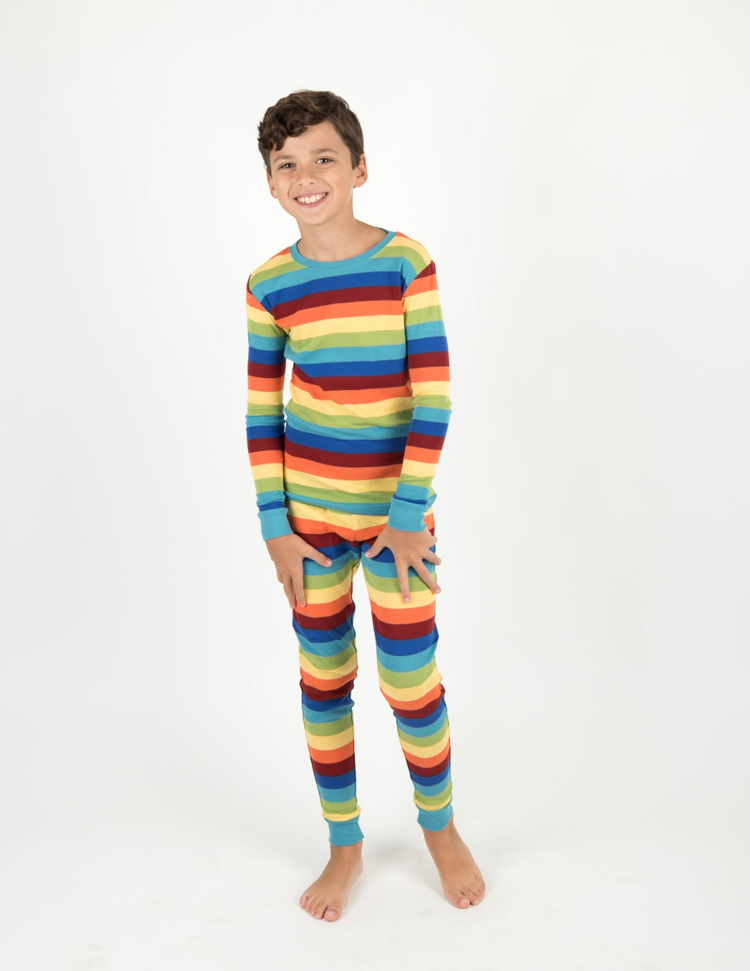 rainbow boy striped cotton kids pajamas