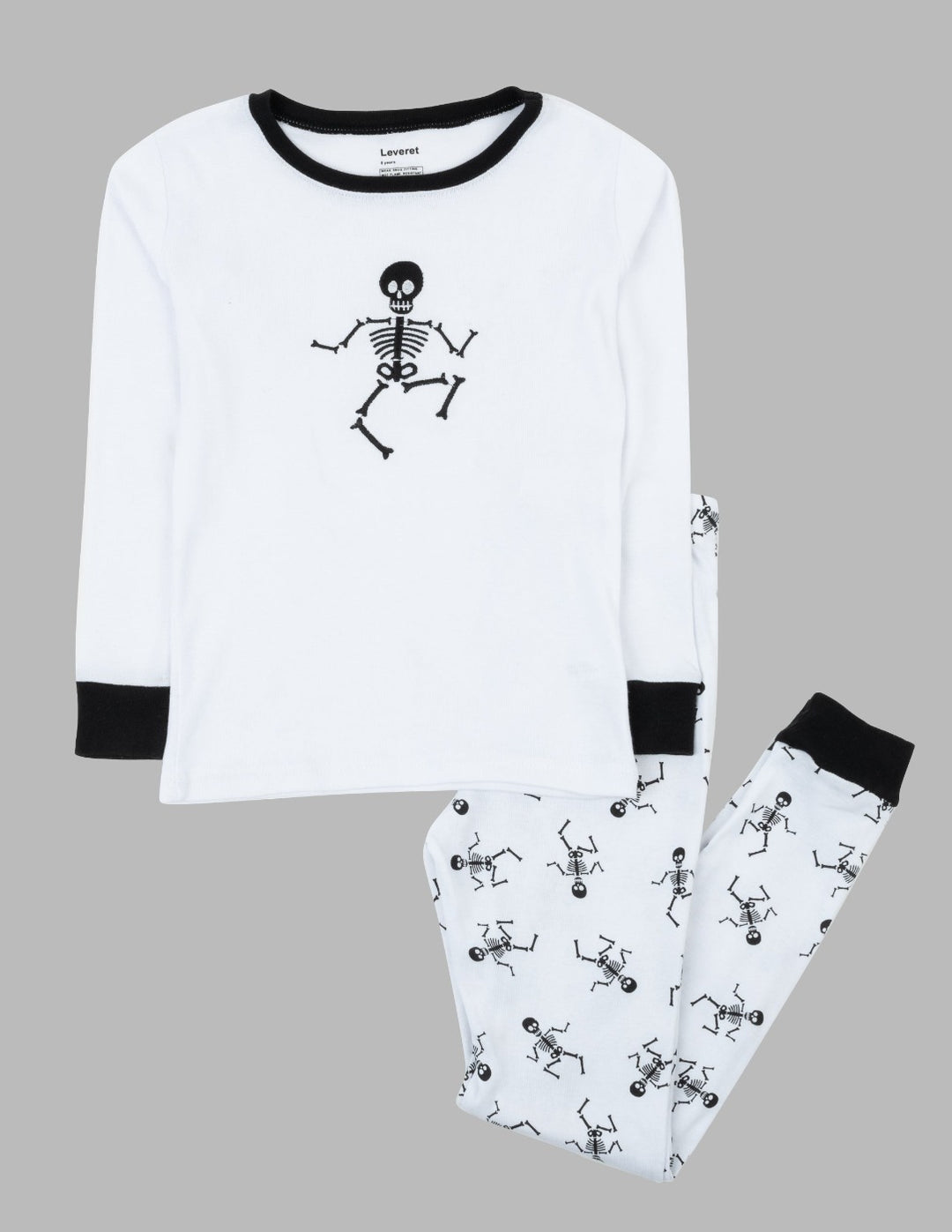 black and white skeleton kids Halloween pajamas