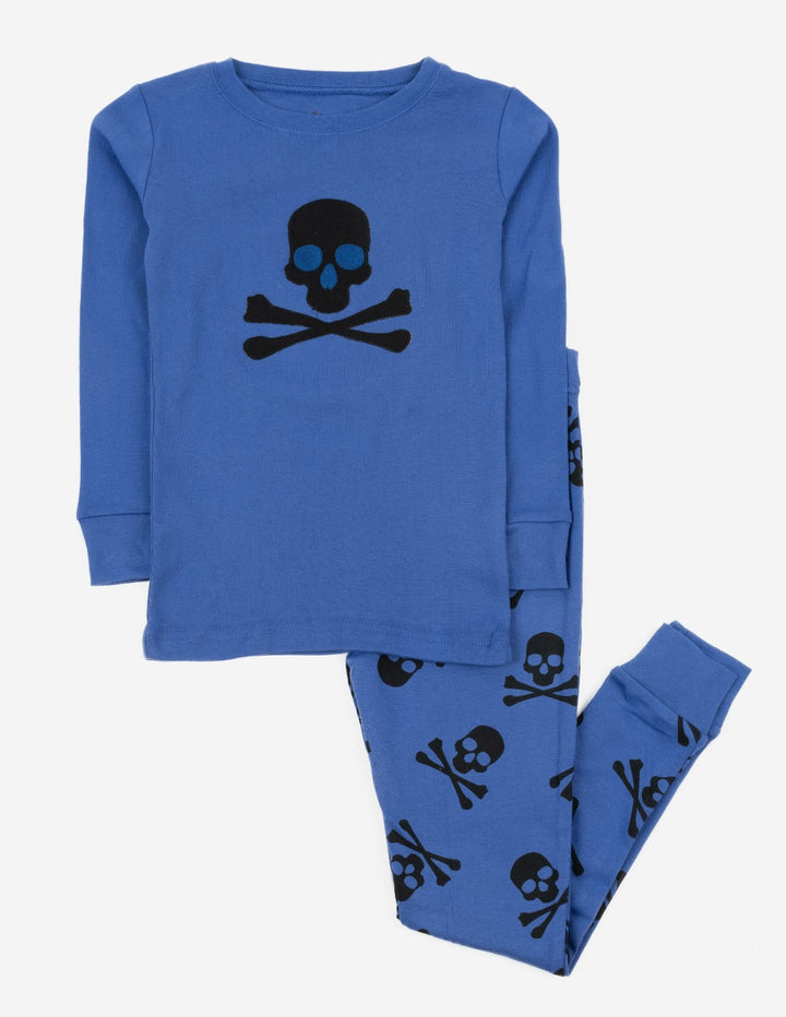 blue or pink skull halloween pajamas for matching family