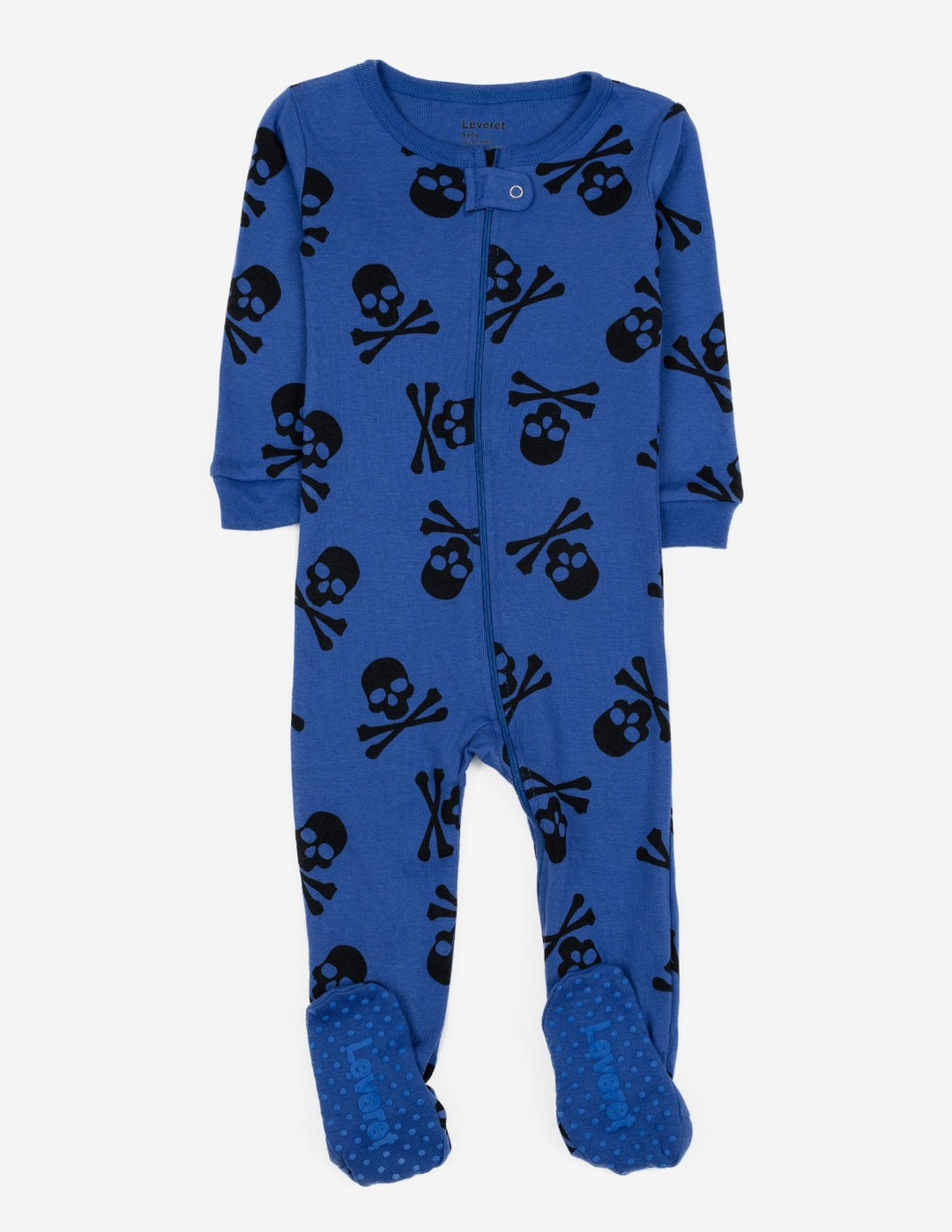 royal blue skull baby footed pajamas