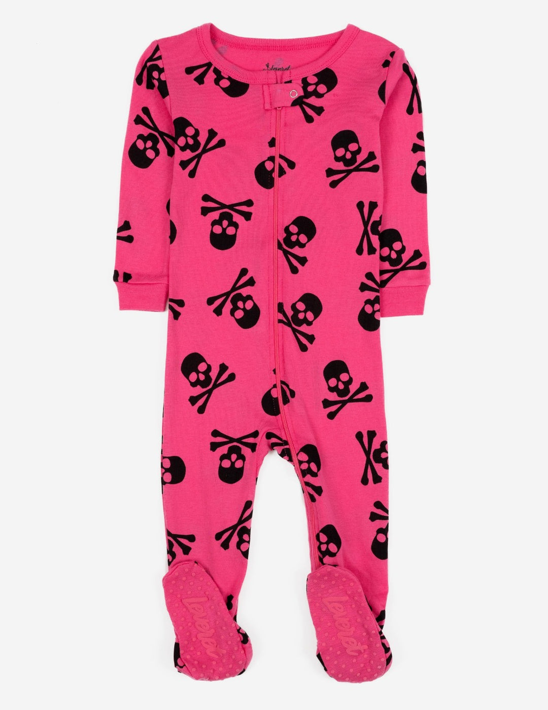 hot pink skull baby footed pajamas