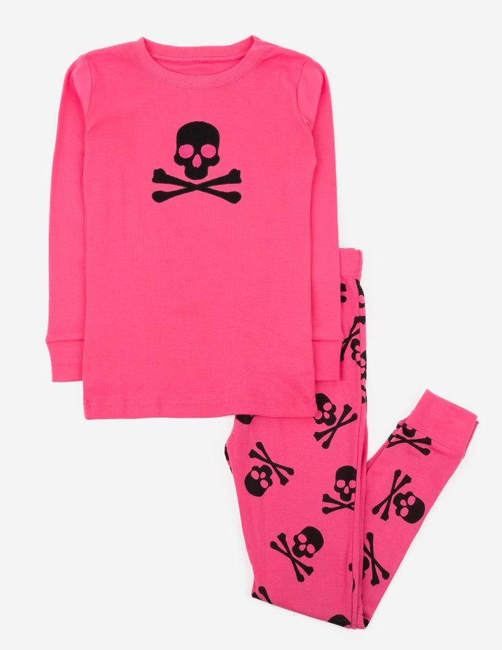 kids hot pink skull pajamas