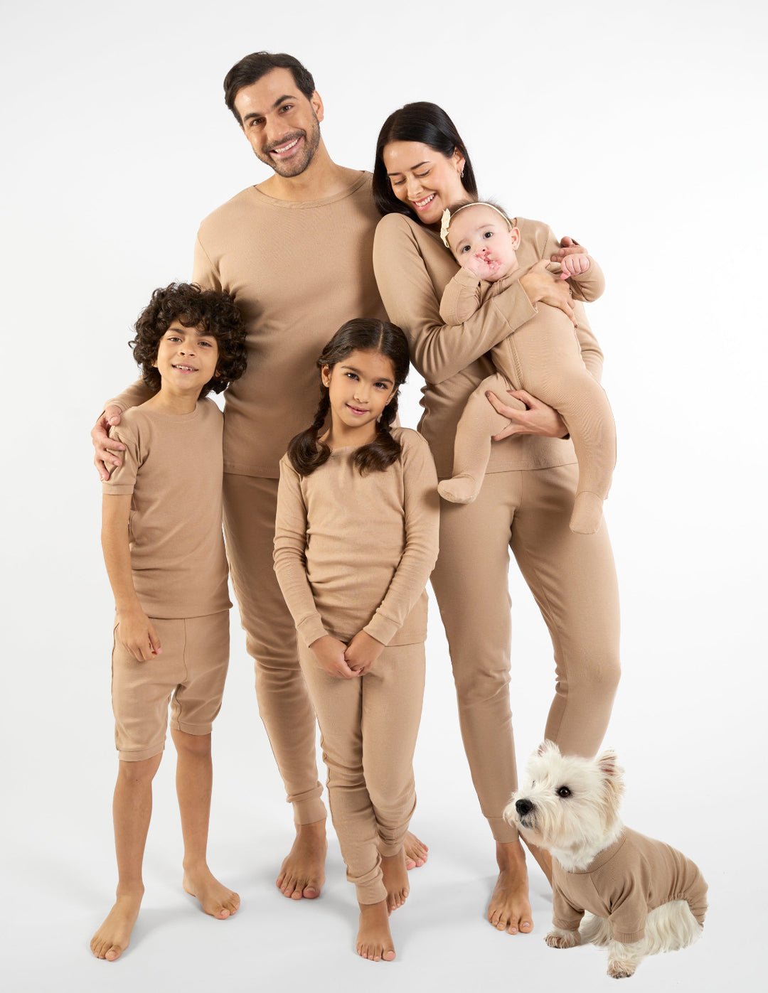 solid color beige matching family pajamas