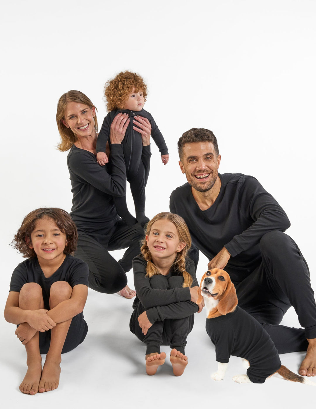 solid color black matching family pajamas