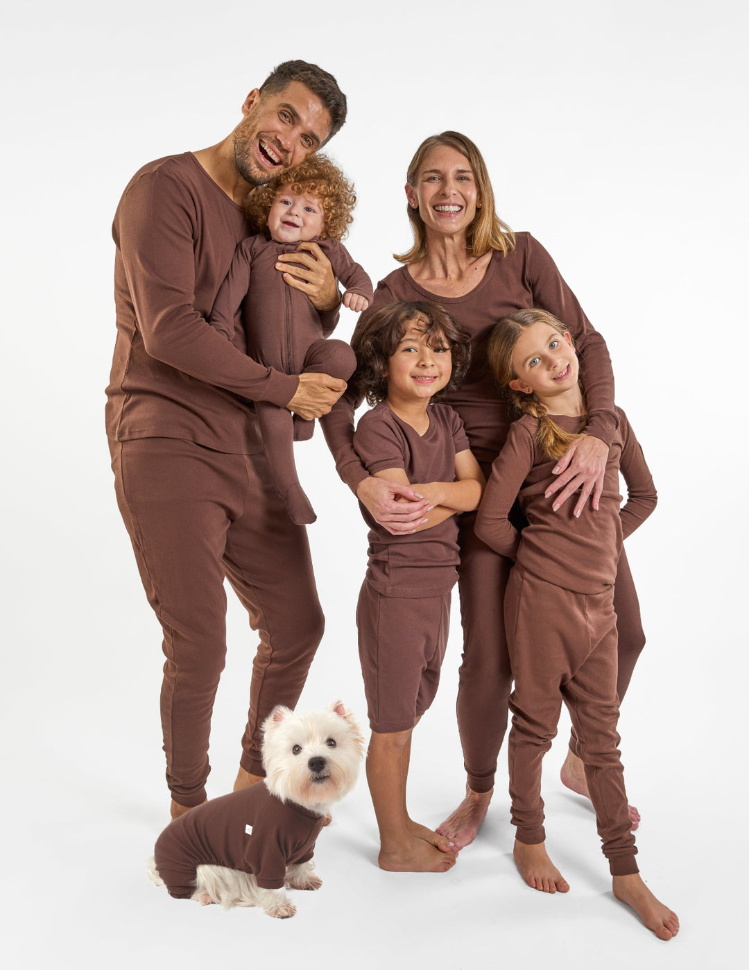 solid color brown matching family pajamas
