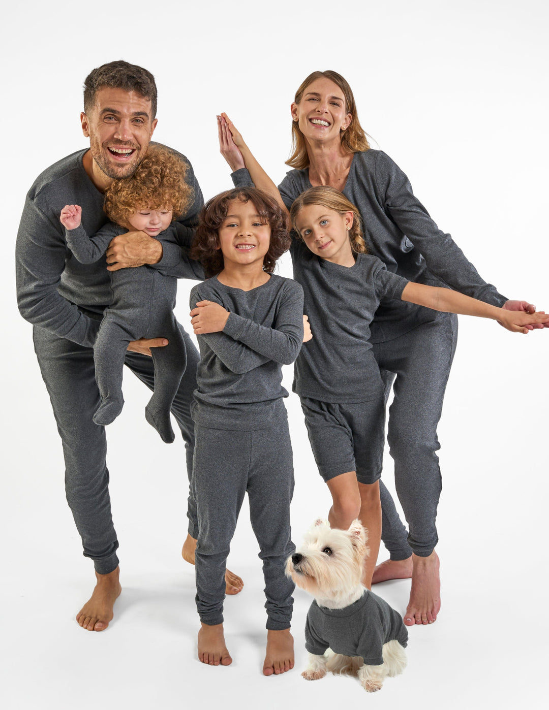 solid color dark grey matching family pajamas