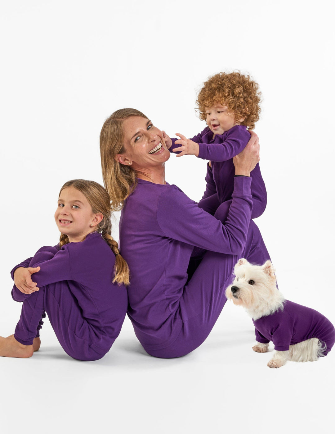 solid color dark purple matching family pajamas
