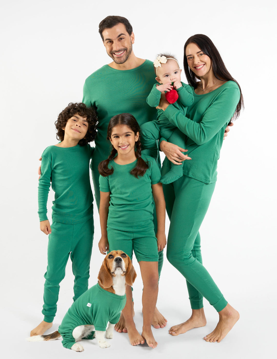 solid color green matching family pajamas
