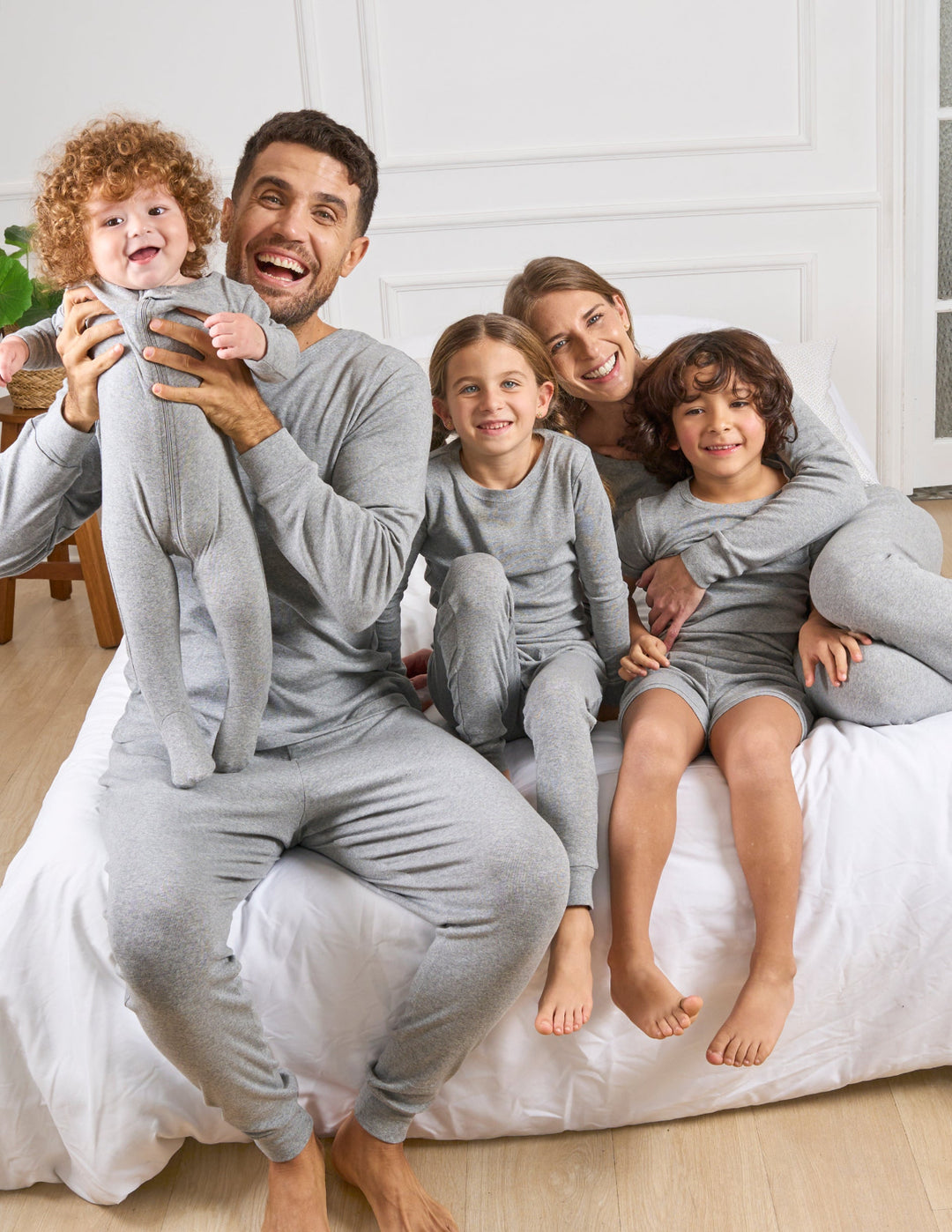 solid color light grey matching family pajamas