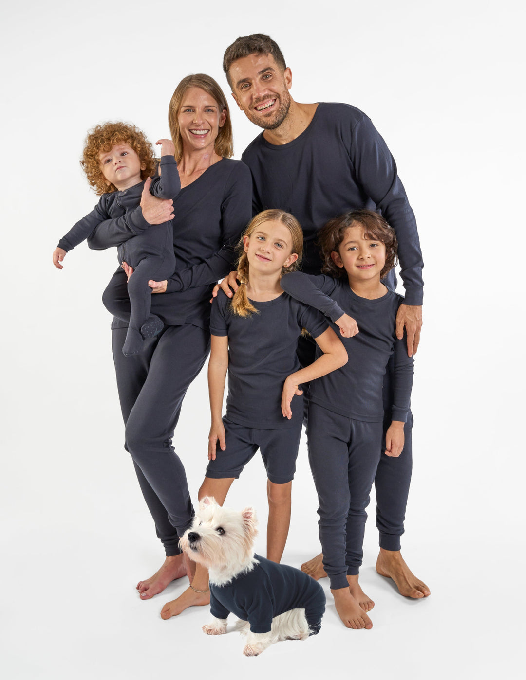 solid color navy matching family pajamas