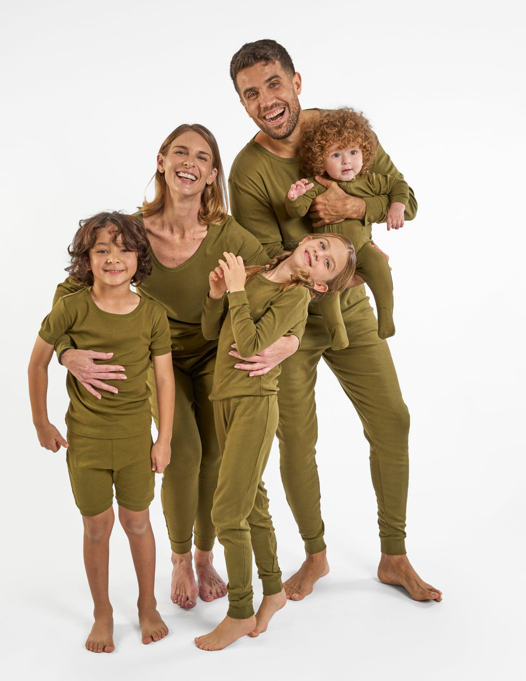 solid color olive matching family pajamas
