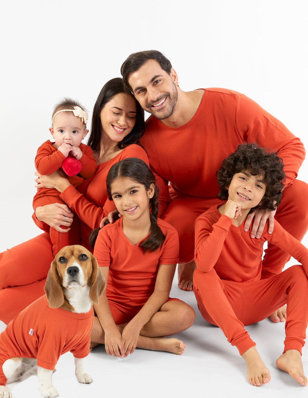 solid color orange matching family pajamas