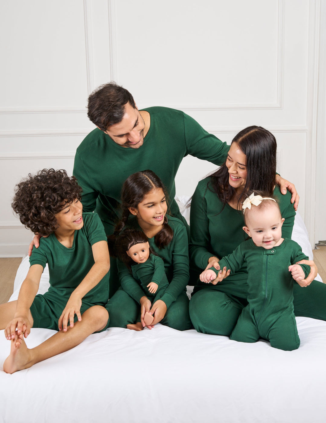 solid color dark green matching family pajamas