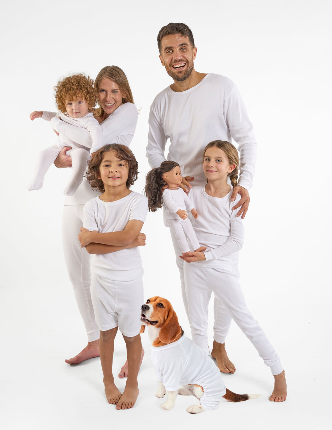 solid color white matching family pajamas