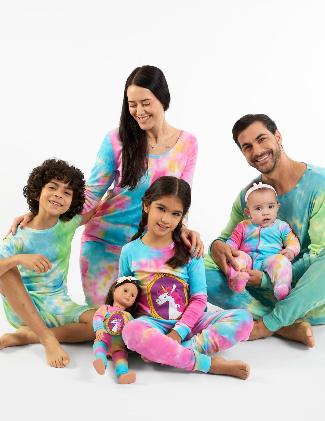 tie dye mix matching family pajamas