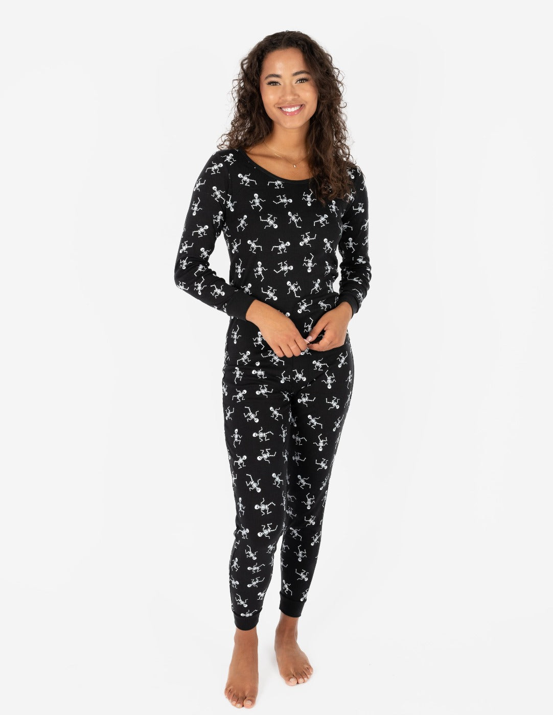 black and white skeleton women's pajamas