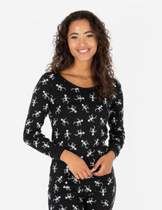 Womens Black Skeleton Pajamas