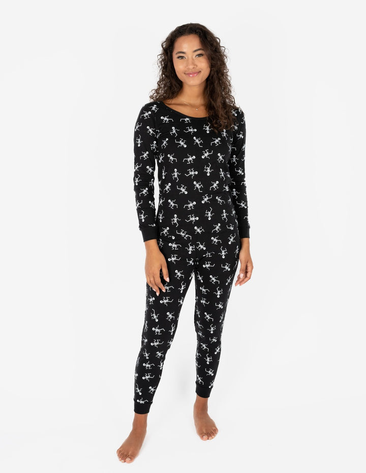 black and white skeleton women's pajamas