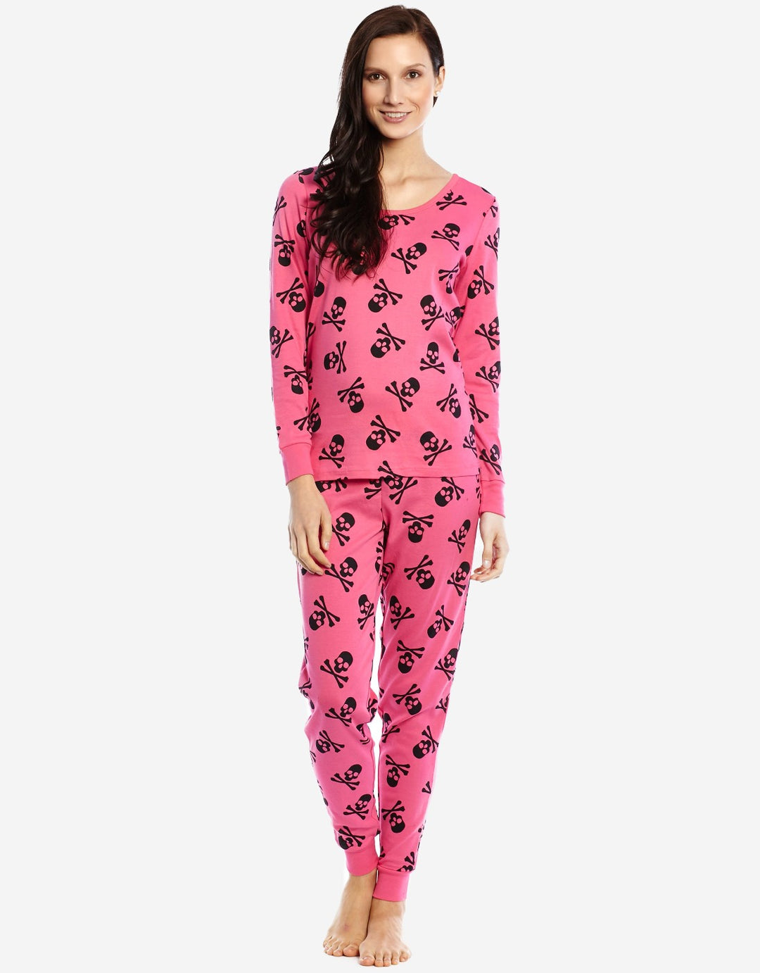 pink skull women's halloween pajamas
