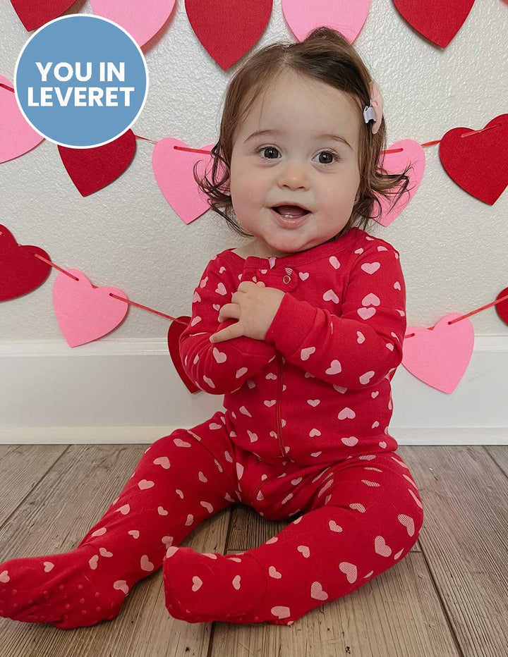 baby footed red hearts valentines pajama