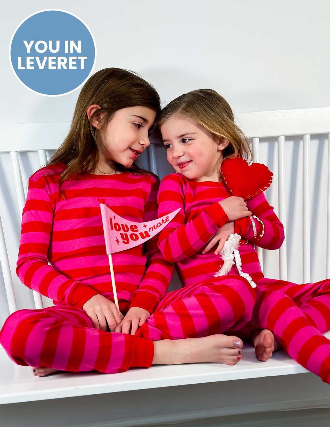 red and pink striped kids cotton pajamas