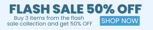 flash sale 50% off. Buy 3 items from the flash sale collection and get 50% off 