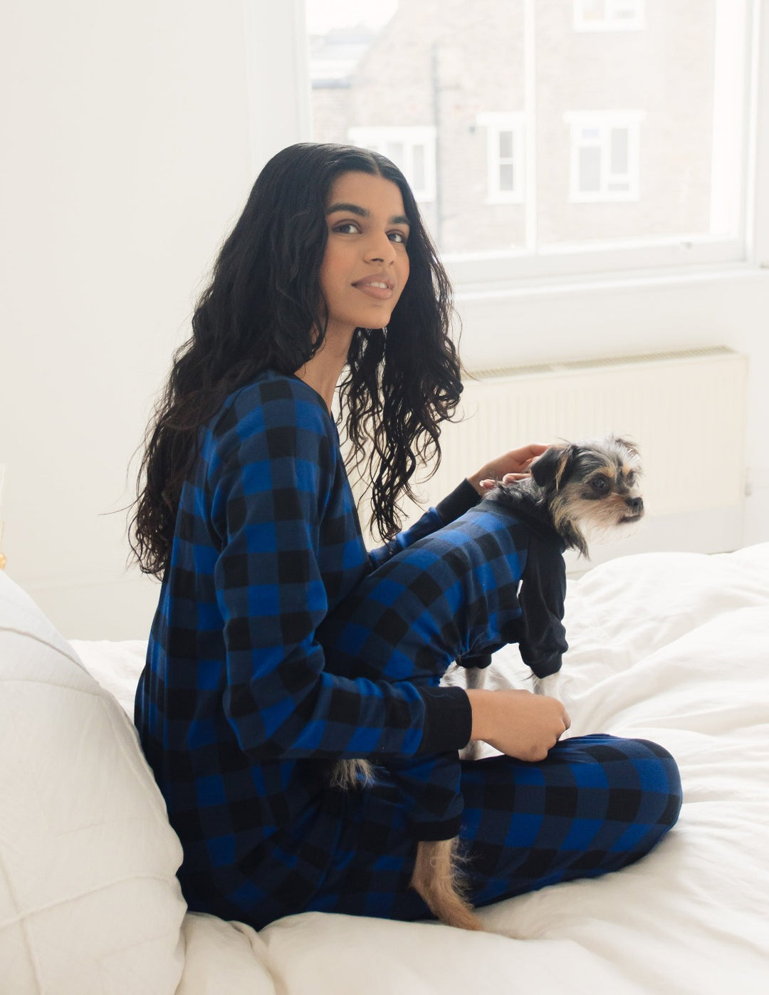 navy and black women's cotton pajamas