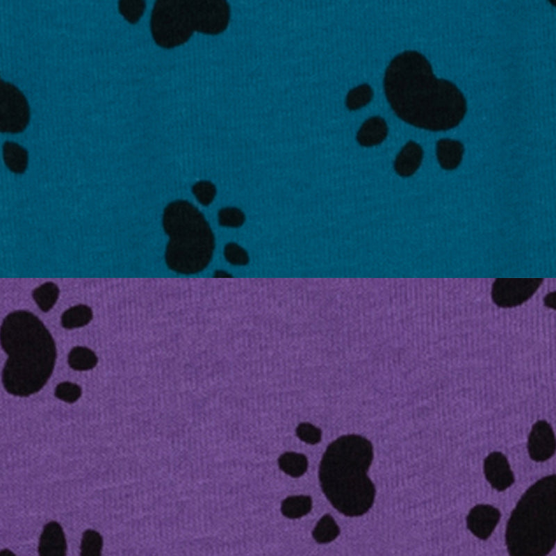 purple and blue paw print swatch
