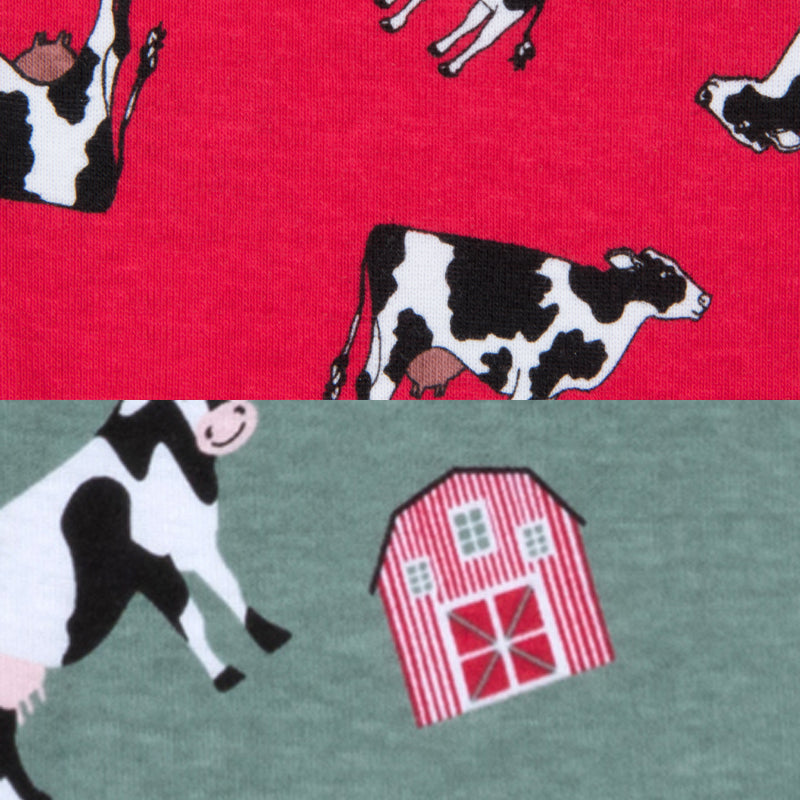 red and blue cow print