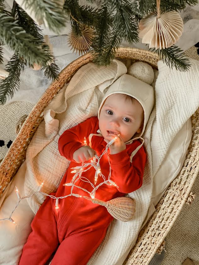 Color Red Baby Outfit Solid Color Red Footed Pajamas – Leveret