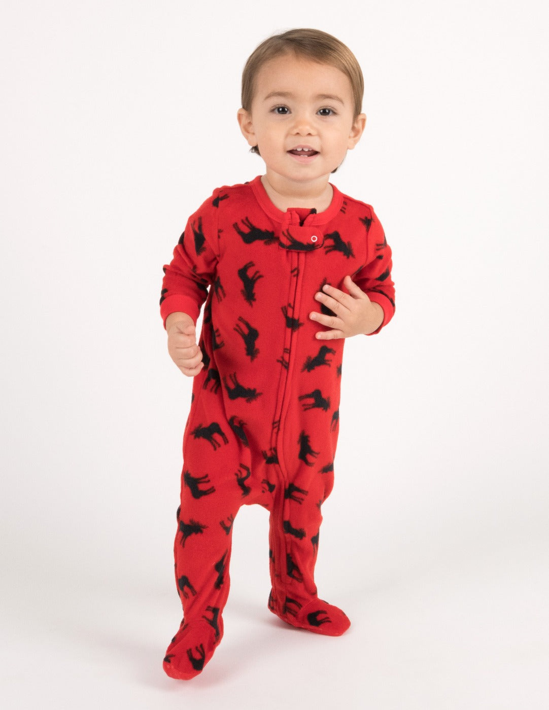 red moose baby fleece footed pajama