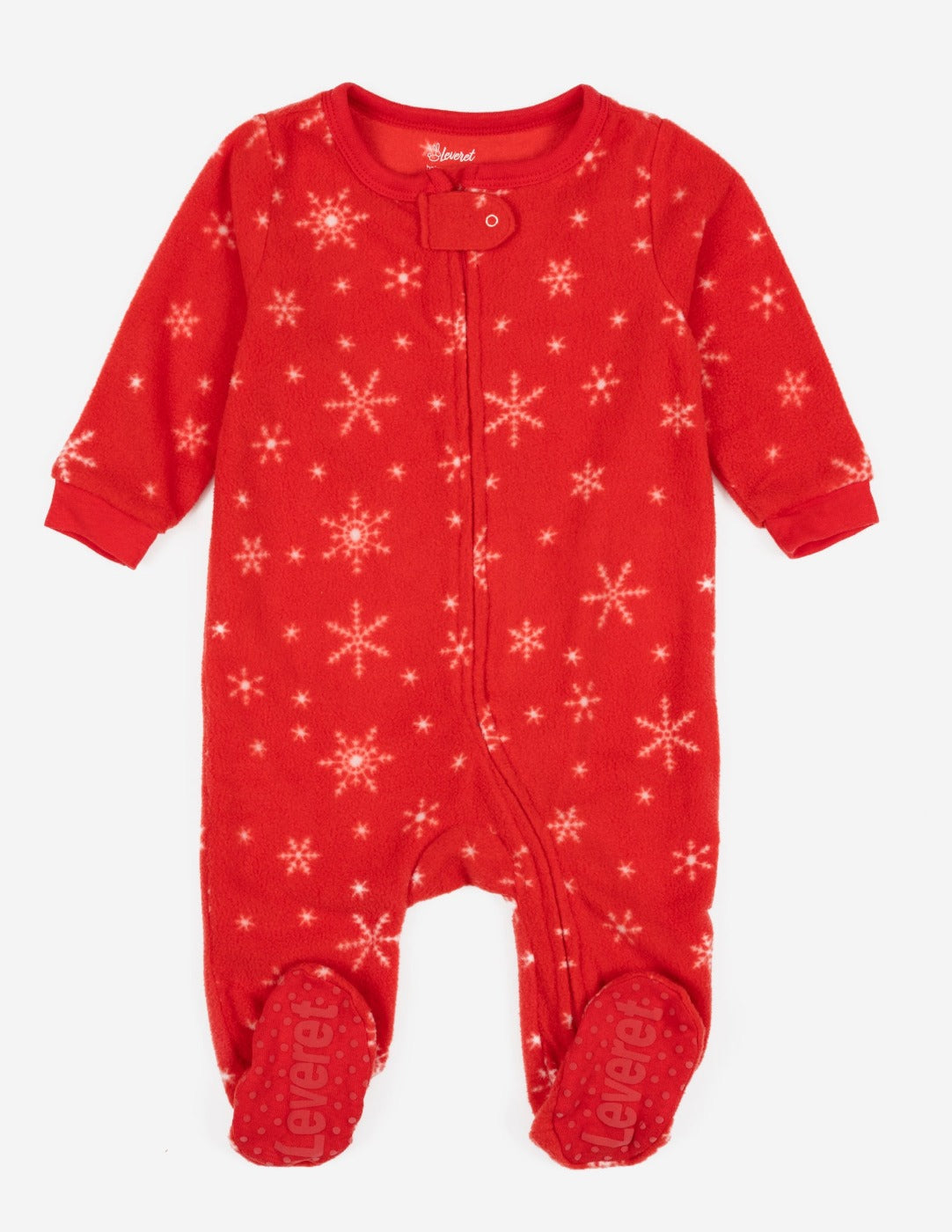 red snowflake baby fleece pajamas