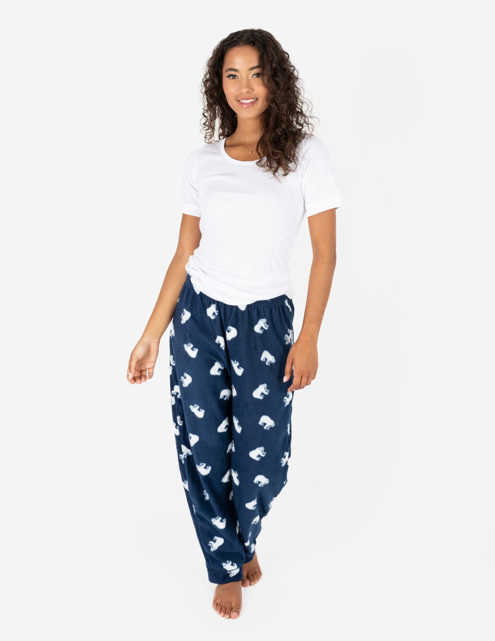 navy blue polar bear women's fleece pants