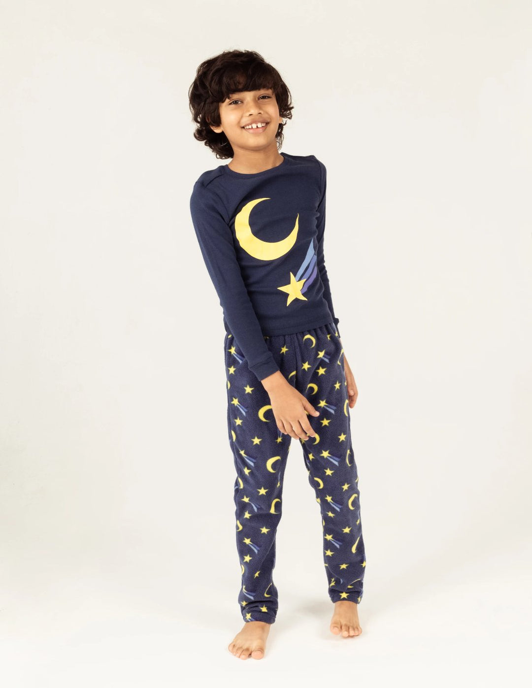 kids fleece moon and stars pajamas