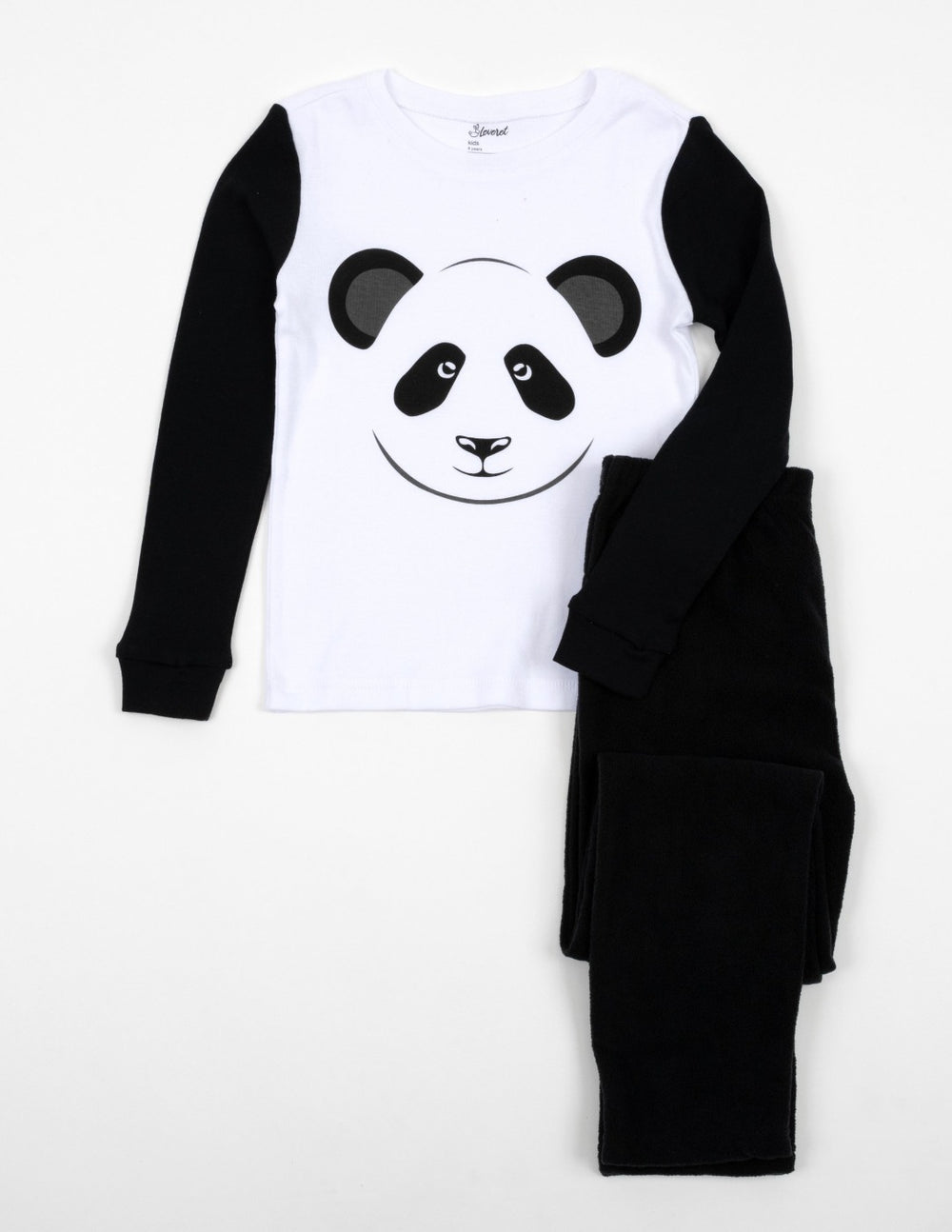black and white panda fleece and cotton kids pajamas