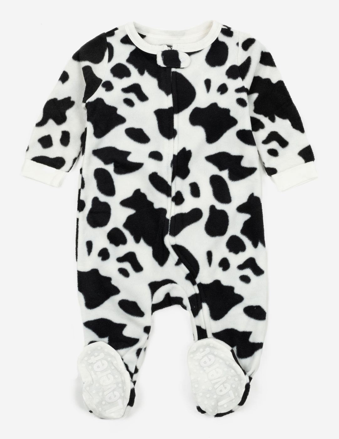 cow print fleece baby footed pajamas