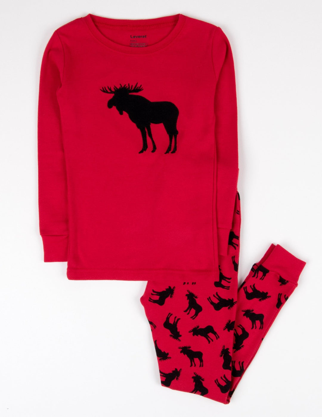 red moose print kids cotton pajama