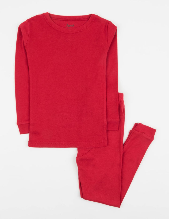 solid color red kids cotton pajamas