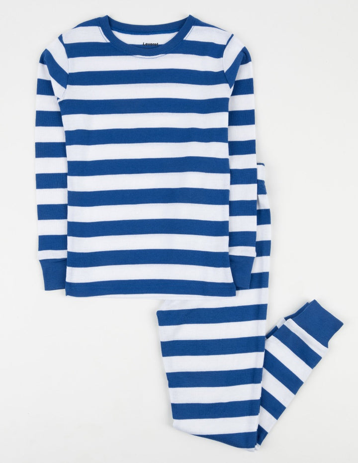 blue and white striped kids cotton pajama