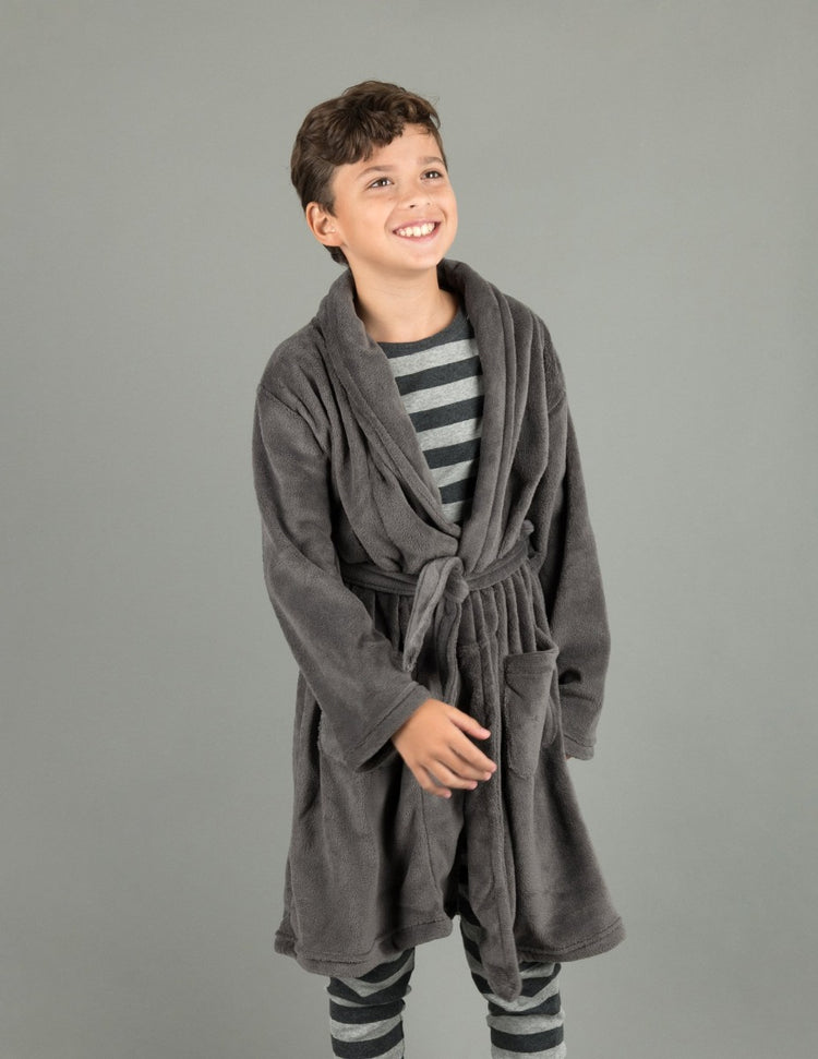 Grey Kids Robe Kids Fleece Robes – Leveret Clothing